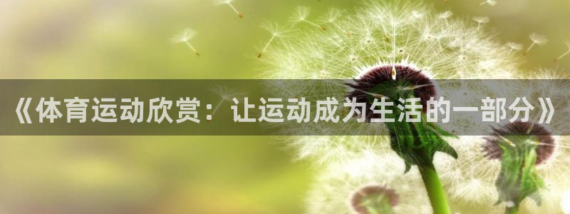 意昂5招商：《体育运动欣赏：让运动成为生活的一部分》